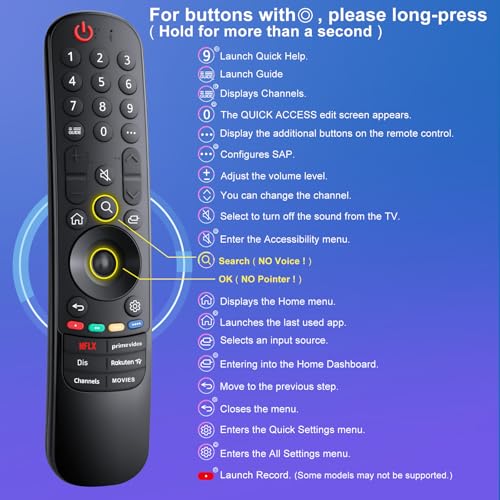 Universal for LG SmartTV Remote Control Magic Remote Control for LG OLED QNED NanoCell 4K Smart Television (No Voice or Pointer)