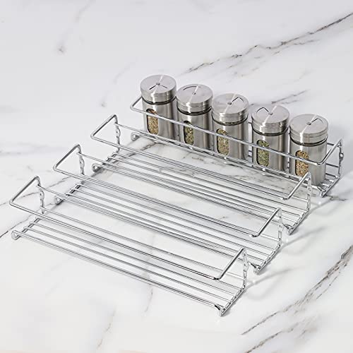 CHILLSILA Gewürzregal/Lagerregal (Metallische Gewürzregal in der Küche), 4 Separate Layers, hängt Sich an der Wand oder an der Schranktür, passend auch auf Badezimmer, handgefertigte Räume [4 Etagen]