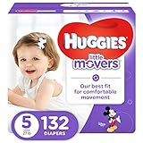HUGGIES LITTLE MOVERS Active Baby Diapers, Size 5 (fits 27+ lb.), 132 Ct, ECONOMY PLUS (Packaging May Vary)