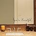 YINGKAI You're Beautiful Quote Mirror Decal Vinyl Decal Living Room Vinyl Carving Wall Decal Sticker for Home Window Decoration