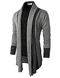 H2H Mens Casual Slim Fit Knit Cardigan with Double Shawl Collar GRAY US S/Asia M (KMOCAL011_KMOCAL012)