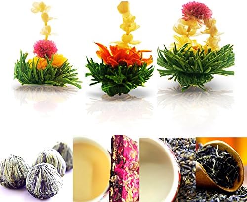 Tea Beyond Tea Samplers Assorted Teabloom Gift Set Zen Flowering Tea 3 Packs Rose Herbal 20g Jasmine Green Tea 20g Lavender Herbal Tea 20g Vegan Natural Non GMO No Flavors Additives Added White Tea