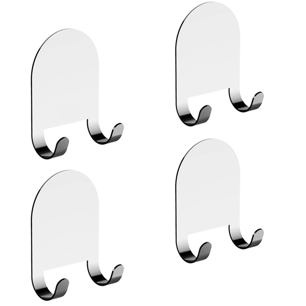 3M Powered All Purpose Hooks by HOME SO - ALL Stainless Steel, Best for Humid Environment - Industrial Strength Holds Anything, Towels, Keys, Coats, Loofahs - Pack of 4 (Chrome)
