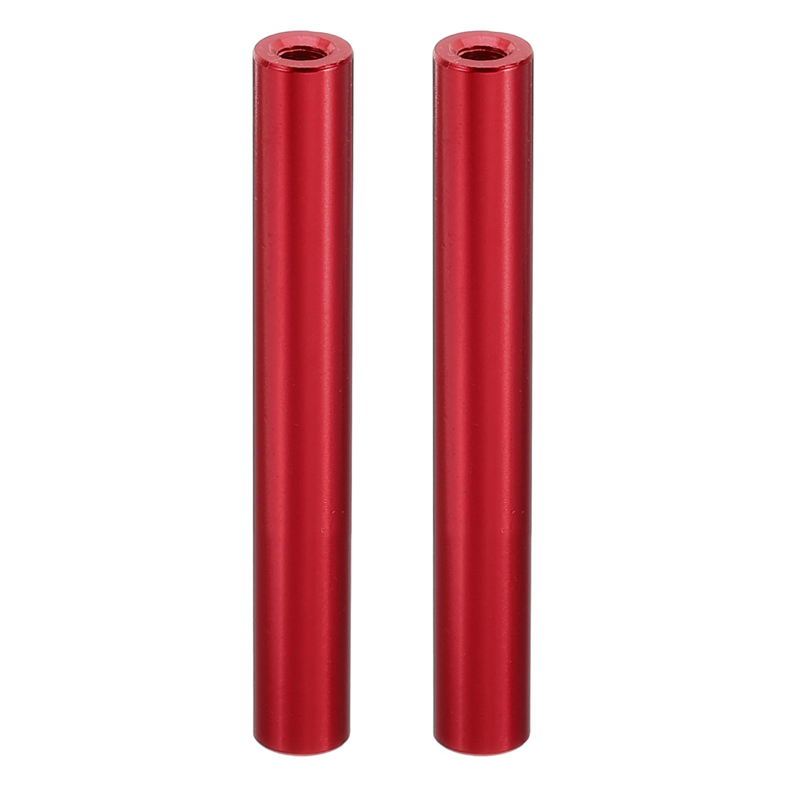 PATIKIL 2pcs M3 Metal Threaded Standoff Spacer Nuts, Round Aluminum Spacers Female Coupling Screws, 1/8" ID x 1/4" OD, Red 3x6x45mm — image 1
