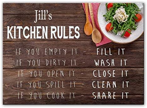Jill's Kitchen Rules - Glass Cutting Board/Worktop Saver - Gift for Jill - in 2 Sizes - Large/Textured