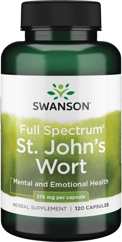 Swanson St. John's Wort Mood Regulation Stress Response Relaxation Emotional Wellbeing Support Supplement 375 mg 120 Capsules: Health & Personal Care