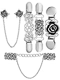 Gejoy 5 Pieces Sweater Shawl Clips Set Retro Cardigan Collar Clips Antique Flowers Dresses Shawl Clip for Women Girls (Style Set 1)