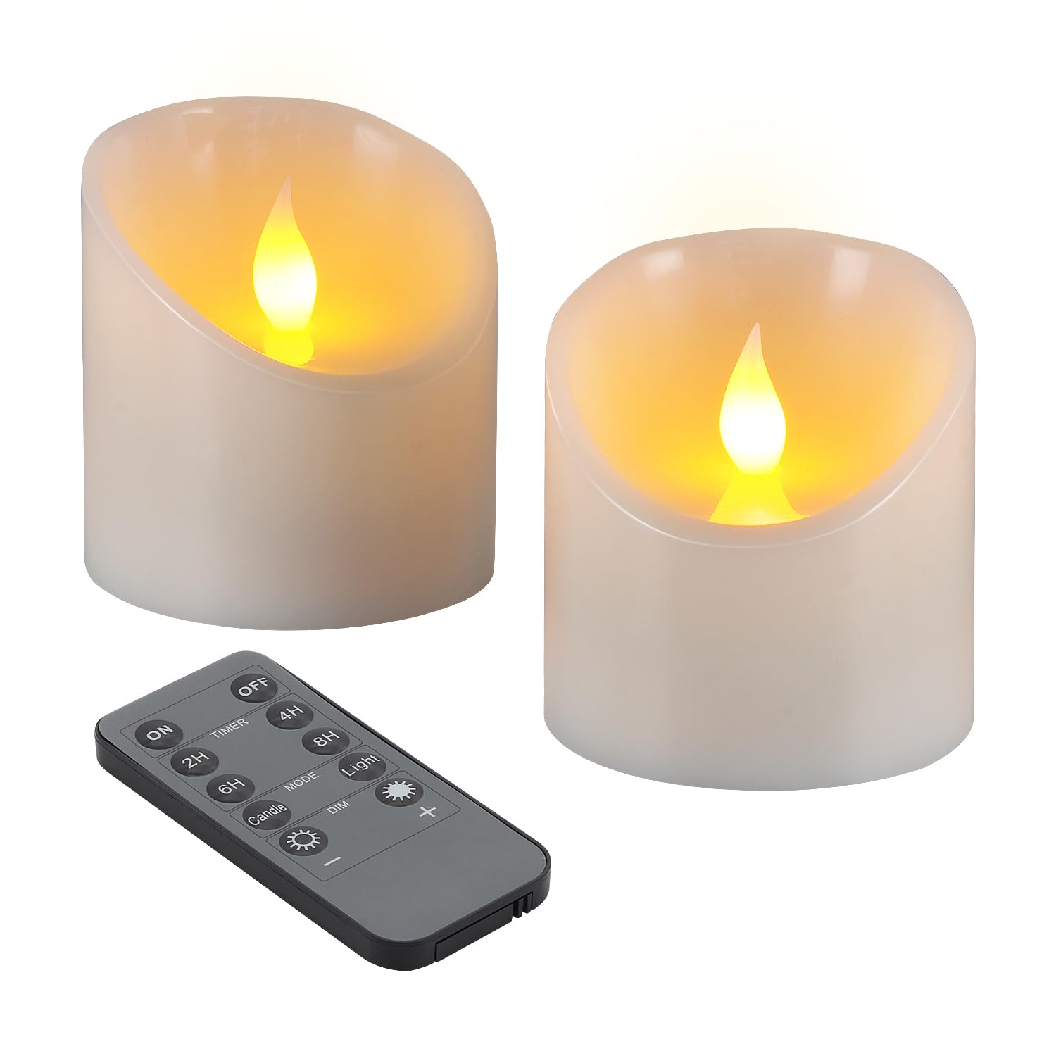 Photo 1 of 3"x3" Flickering Flameless Candles, Realistic LED Candles, Battery Operated Candles with Remote and Timers, Real Wax Electric Fake Pillar Candles for Festival Wedding Home Party Decor -2Pack