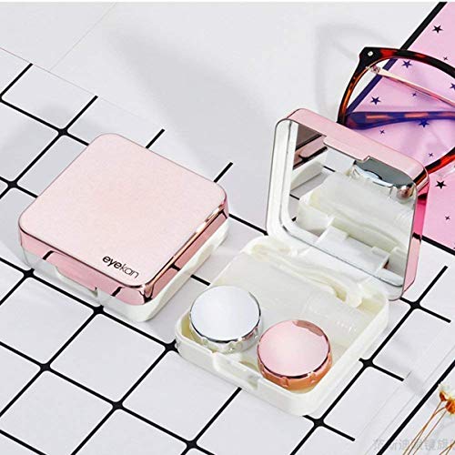 Yesbaby Portable Contact Lens Holder Mini Plastic Travel Box Storage Soaking Box Case Set (Color : Rose Red) - Thumbnail 2
