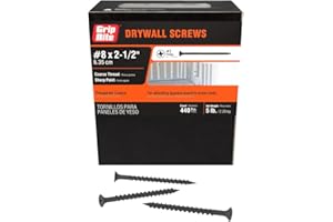 Grip-Rite 212CDWS5 #8 X 2-1/2" Phillips Bugle Head Coarse Thread Sharp Point Drywall Screw, 5lb Box