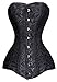 Charmian Women's 26 Steel Boned Brocade Long Torso Hourglass Body Shaper Corset Black XXXXXXX-Large