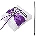 OurWarm 5pcs Wedding Guest Book Set Double Heart Rhinestone Bowknot Ribbon for Rustic Wedding Decorations, Guest Book + Pen set + Flower Basket + Ring Bearer Pillow + Garter White Cover