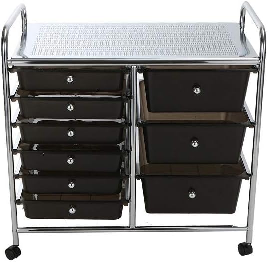 Mind Reader Storage Drawer Rolling Utility Cart, 9 Drawer Organizer, Black: Kitchen & Dining
