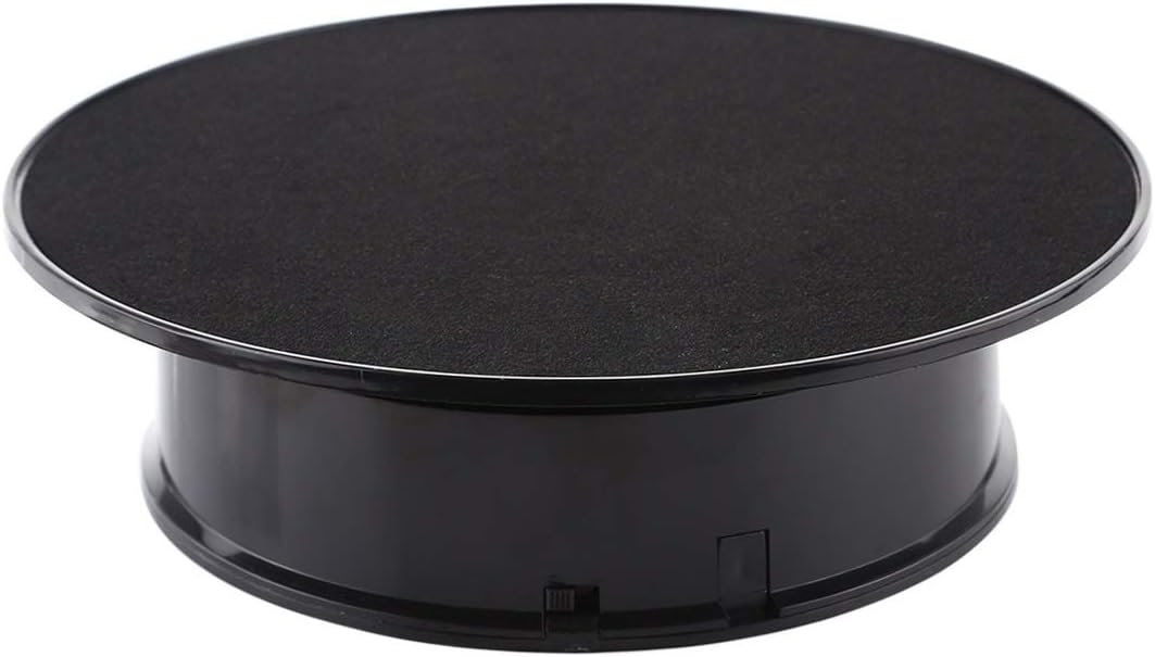 GzPuluz Lightbox LED 30cm 360 Degree Electric Rotating Turntable Display Stand Video Shooting Props Turntable for Photography, Max Load 4kg, US Plug(White + Black) (Color : Black)