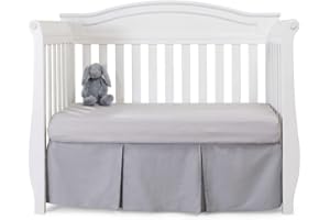 EVERYDAY KIDS Light Gray Pleated Crib Skirt; 100% Natural Cotton Nursery Crib Bedding Skirt for Baby Boys and Girls; Crib Dus