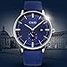 CIVO Men's Simple Genuine Leather Band Waterproof Wrist Watch Dress Luxury Business Casual Date Calendar (Blue)