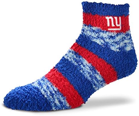 For Bare Feet NFL RMC Pro Stripe Fuzzy Sleep Socks-One Size Fits Most-New York Giants