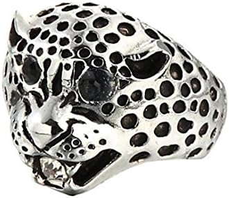 XIEXIE Fashion Leopard Head Silver Titanium Steel Ring , 9