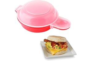 Microwave Egg Cooker,1 Minute Fast Egg Hamburg Omelet Maker Kitchen Cooking Tool(Red and clear)