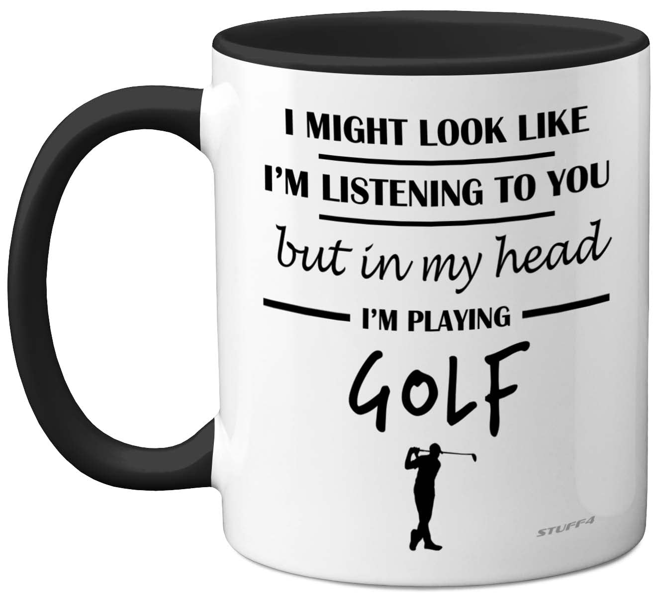 Stuff4 Golf Gifts for Men - in My Head I'm Playing Golf Mug - Funny Presents for Men, Gifts Golfers Presents, Lover Gift Ideas, 11oz Ceramic Black Handle Premium Mugs