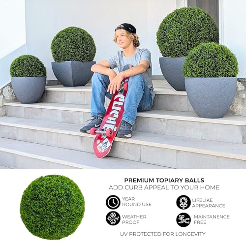 365 Curb Appeal 23" XL Topiary Balls (Better Than A Boxwood, 2 Topiary Balls (4 Halves))
