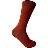 Triple M Plus Solid Burnt orange Mens Mid-Calf dress socks