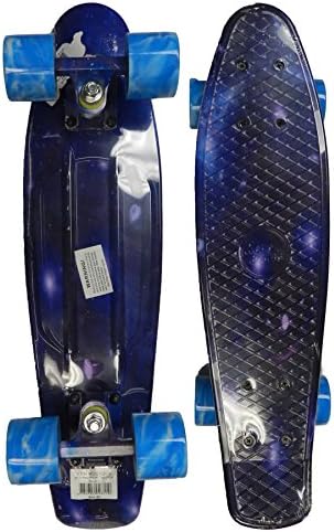 RETRO BOARDS Skateboard with White Wheels, Colorado Blue, 22"