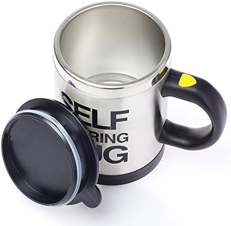 13.5oz Double Layer Stainless Steel Self Stirring Coffee Mug (black) by OYT
