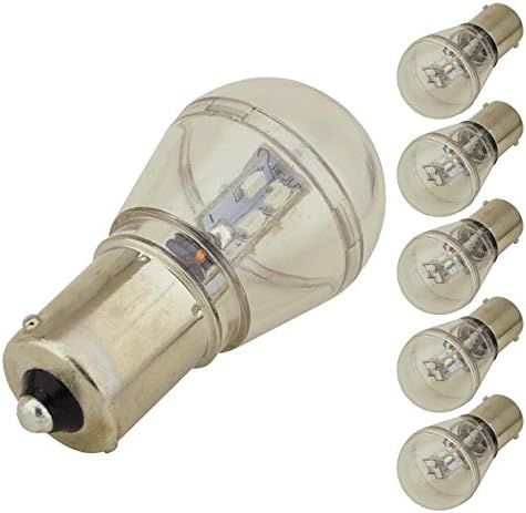 LEDwholesalers BA15s Single Contact Bayonet Base Water-Resistant 0.7W LED Bulb 10-30VDC (6-Pack), White, 1479WHx6