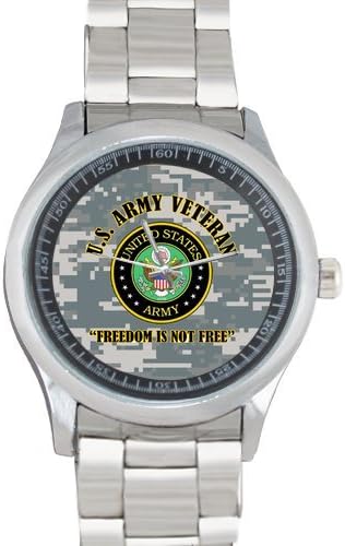 100% Quartz Watch Gifts US Army Veteran and Freedom is not Free Pattern Metal Watch(40mm dia)