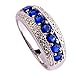 Psiroy 925 Sterling Silver Plated Simulated Blue Sapphire Half Eternity Band Ring Size 8