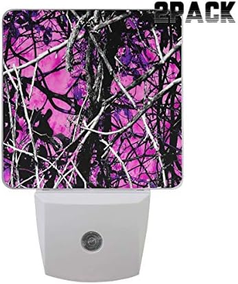 xiaodengyeluwd Muddy Girl Camo Pink Athletic Night Light Led Plug-in with Auto Dusk to Dawn Sensor,Adjustable Brightness Warm White Lights for Hallway,Bedroom,Kitchen,Stairway,2 Pack