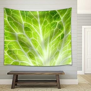 Fresh Lettuce Leaf Closeup. Food Background - Fabric Wall Tapestry Home Decor - 51x60 inches