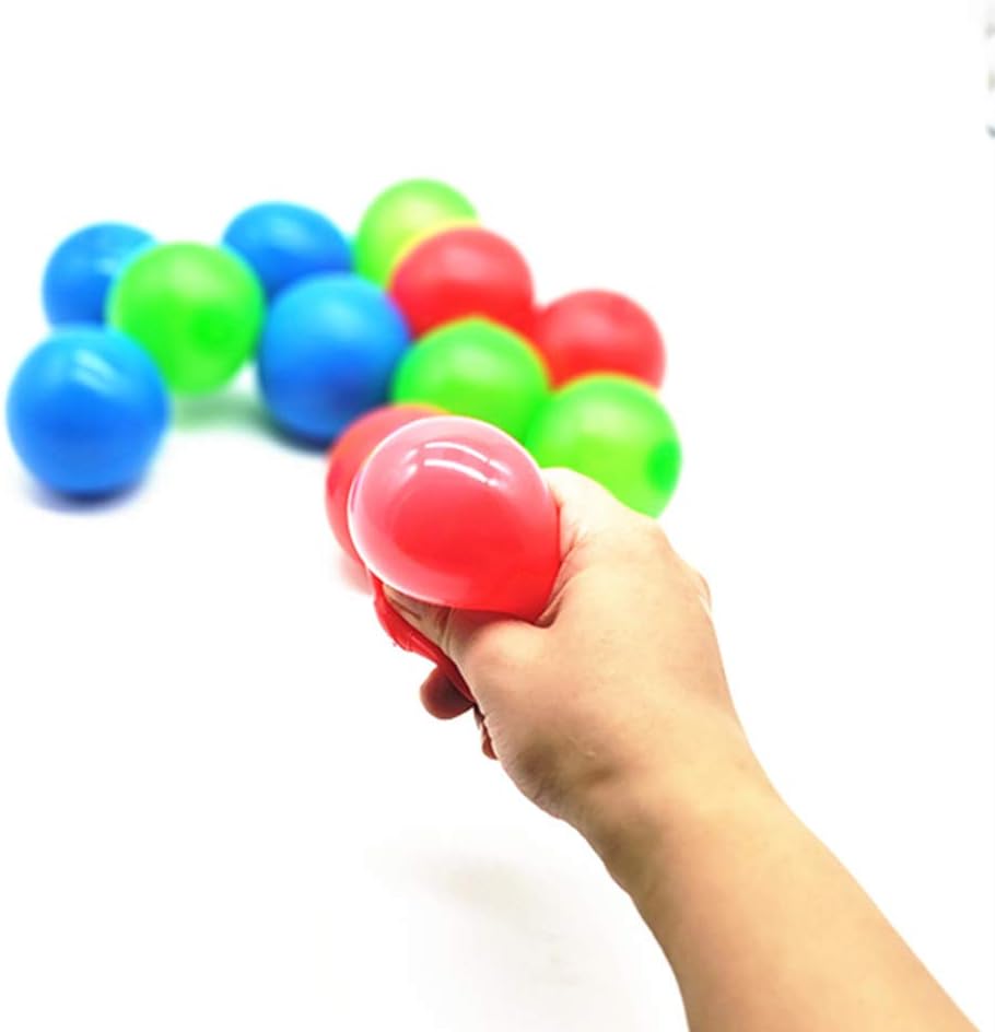 Tianbi 4 Color Fluorescent Sticky Target Balls, Sticky Wall Balls Decompression Toys ,Globbles Sticky Balls, Stress Relief Wall Balls Decompression Toy for Adults Kids