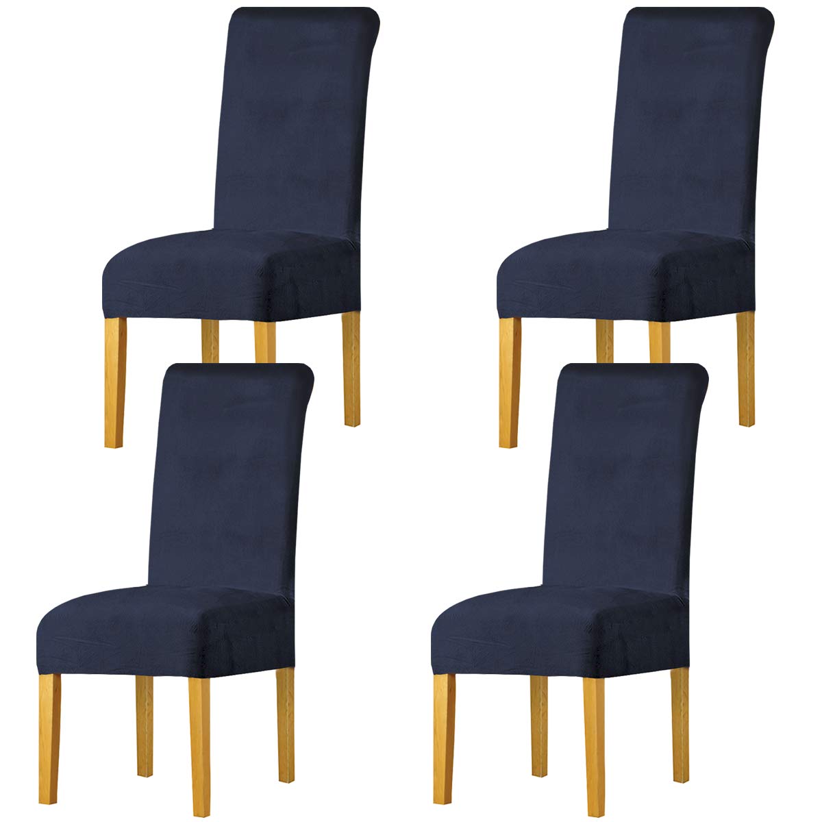 LANSHENG Dining Chair Covers Set of 4, Stretch High Back Chair Seat Protector Slipcovers, Washable Removable Kitchen Chair Covers for Dining Room (Navy Blue, Set of 4)