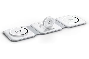 𝟏𝟓𝐖 for Magnetic Multple Devices,UCOMX Nano Pro 3-in-1 Wireless Charging Station,Top Speed Wireless Charger for Multple Device with 30W Adapter,Compatible for iPhone 15/14/13/12,AirPods,iWatch