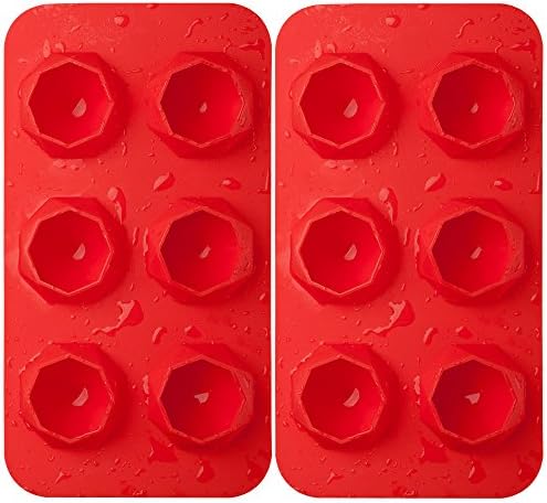 Samuelworld Diamond Ice Cube Trays Silicone Mold For Diamond Shaped Ice, Jelly, Chocolate And Soap - 2 Pack Of Flexible Trays In Blue, Green Or Red – BPA Free Washable And Durable