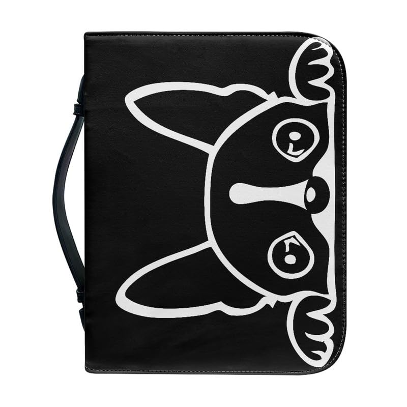 Garronmavis Boston Terrier Women's Bible Cover Cute Puppy Dog Bible Bag with Pockets Line Drawing Bible Case for Pilgrimage - M