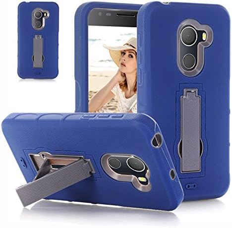 CTREEY Alcatel A30 Fierce (2017) Case, Alcatel A30 Plus Walters Case, Alcatel REVVL Case, [Impact Protection] 3 Layer Full-Body Tough Rugged Hybrid Protective Bumper Case with Kickstand (Navy)