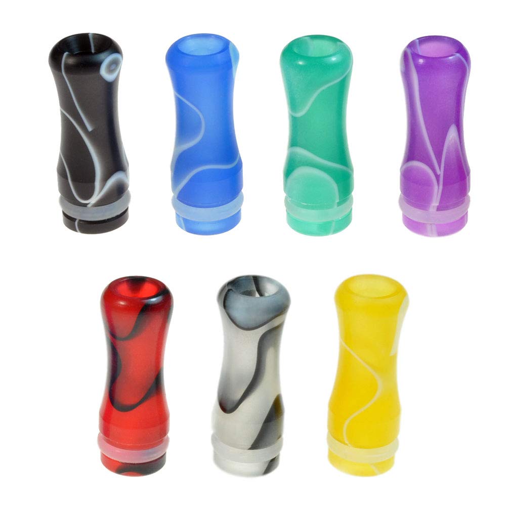Armerah Baton 510 Drip Tip eCig Mouthpiece Short/Narrow Plastic/Marble 7 Pack One of Each Colour
