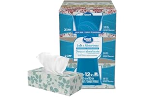 2‑Ply Ultra Soft Facial Tissues – Hypoallergenic & Absorbent 12 Flat Boxes, 126 Sheets per Box