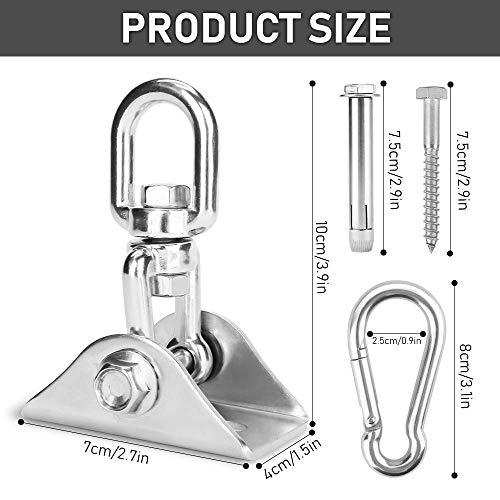Molbory Deckenhaken Hängesessel, 500KG Kapazität Edelstahl Deckenhaken 360° Dreh Schaukelhaken für Betonholz, Hängematte… – Bild 4