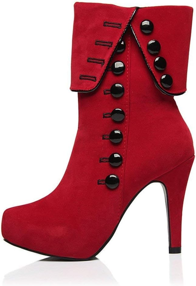 Skanlity Women Platform Boots Woman Ankle Winter Bootie Mid-Calf Thin Heels