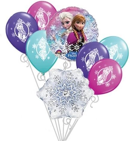 Frozen Balloons Disney Anna & Elsa Happy Birthday Balloon Bouquet Set 8pc by DecorationTime