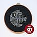 Death Star II Cross Stitch Kit, 14 Count Black Aida, 6.4