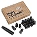 16pcs Black Spline ATV Lug Nuts - 3/8x24 Thread Size - 1.4 inch Length - Closed End - Cone Acorn Taper Seat - Includes 1 Socket Key Tool - Compatible with Many Polaris Sportsman RZR Ranger Kawasaki