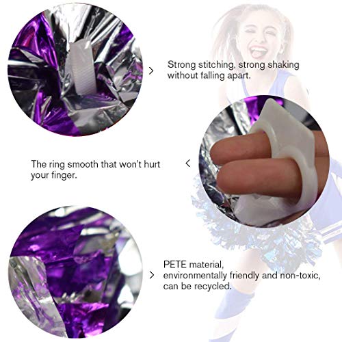 ANALAN 21 Colors Pack of 2 Foil Plastic Metallic Cheerleading Pom Poms for Cheer Sport Kids Adults(Purple and Silver)