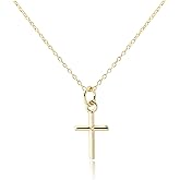 Cherished Moments 14K Gold Plated 925 Sterling Silver Cross Necklace for Baptism, First Communion or Confirmation Gift for Little Girls, Teens or Women,
