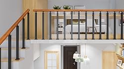SDFVSDF 4-pcs Black Stairs Railing