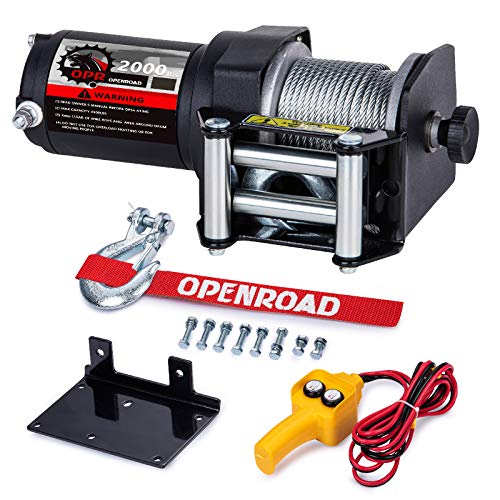 OPENROAD 2000Lbs 12 Volts Electric Winch, Winch for ATV/UTV/Boat